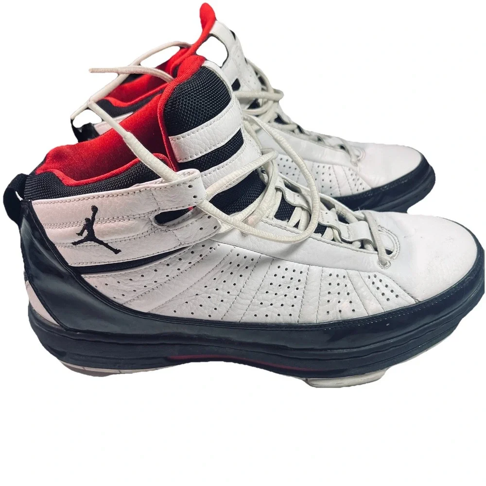 JORDAN FLIGHT TEAM:395324-101 White/black Varsity Red Sneakers Men's Sz 10.5 EUC